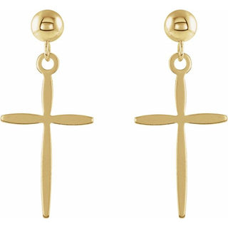 14K Yellow Cross Earrings