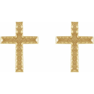 14K Yellow 13x9 mm Cross Earrings