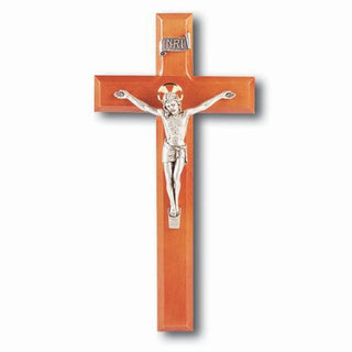 11" Cherry Cross with Antique Silver Salerni Corpus
