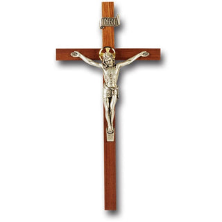 11" Walnut Cross With Silver Salerne Corpus