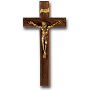 11" Walnut Cross With Museum Gold Corpus