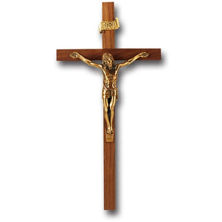 11" Walnut Cross With Museum Gold Corpus
