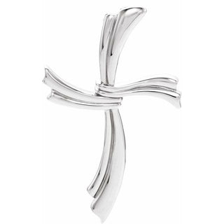 14K White 49.25x30.5 mm Modern Cross Pendant
