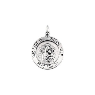 Sterling Silver 18 mm Round Our Lady of Perpetual Help Medal