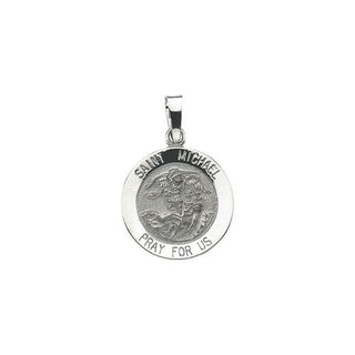 14K White St. Michael Medal Pendant