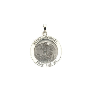 14K White Saint Michael Medal Pendant