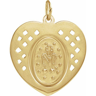 14K Yellow 20x20 mm Heart Miraculous Medal