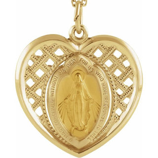 14K Yellow 20x20 mm Heart Miraculous Medal