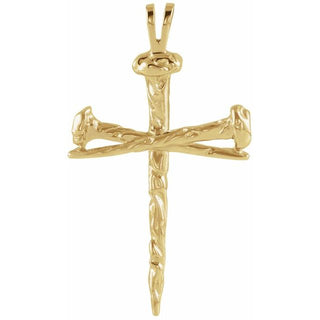 14K Yellow Nail Design Cross Pendant