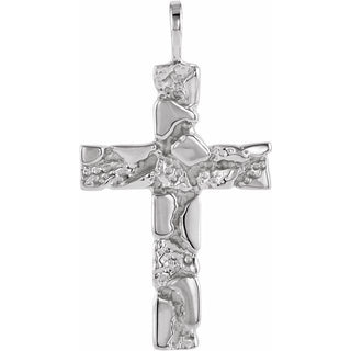 14K White Nugget Cross Pendant