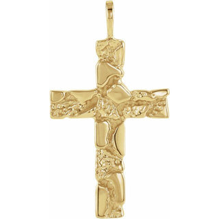 14K Yellow Nugget Cross Pendant