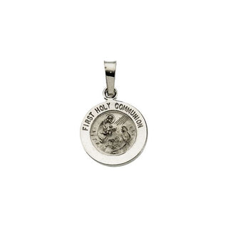 14K White 12 mm First Communion Medal