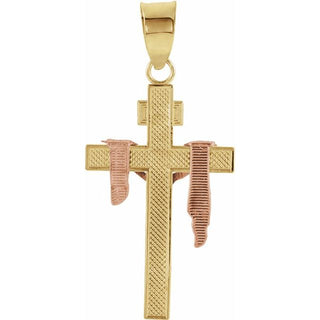 14K Yellow/White/Rose  29x18.5 mm Crucifix Pendant 