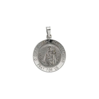 14K White 18 mm Round Scapular Medal