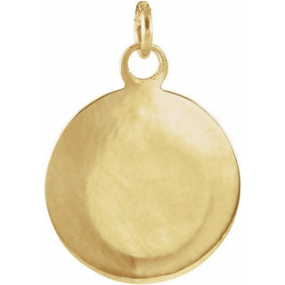 14K Yellow 18 mm Round Baptismal Medal Pendant 