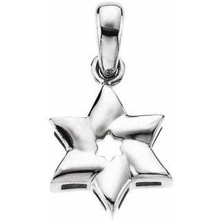 14K White Star of David Pendant