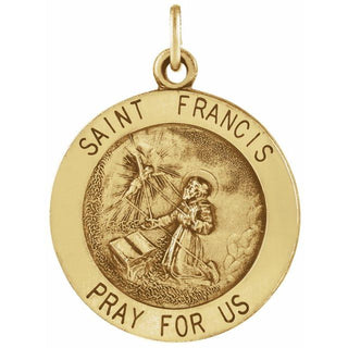 14K Yellow 12 mm Round Saint Francis of Assisi Medal