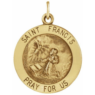 14K Yellow 15 mm Round Saint Francis of Assisi Medal