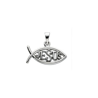 14K White 18x11 mm Jesus Ichthus (Fish) Pendant