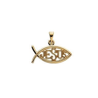 18K Yellow 14x9 mm Jesus Ichthus (Fish) Pendant