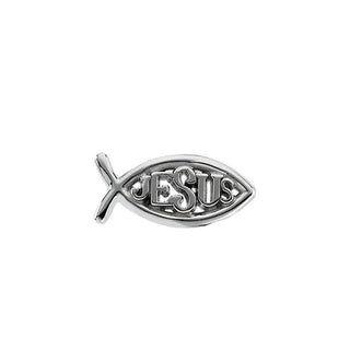14K White Ichthus with Jesus Lapel Pin