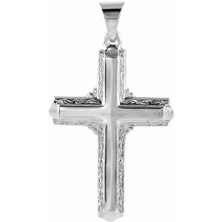 14K White 26x18 mm Cross Pendant 