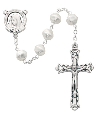 8mm Pearl Glass Rosary