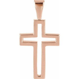 14K Rose Cross Pendant