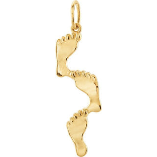14K Yellow 28x7 mm Footprints Pendant