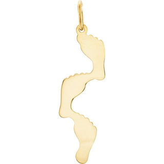 14K Yellow 28x7 mm Footprints Pendant
