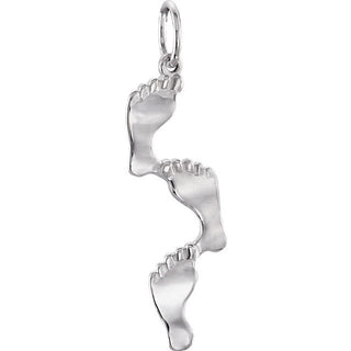 14K White 28x7 mm Footprints Pendant