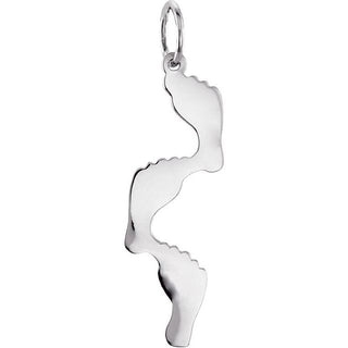 14K White 28x7 mm Footprints Pendant