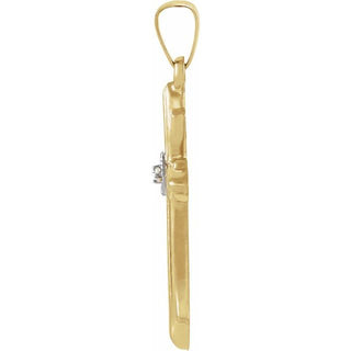 14K Yellow 22.5x15.5 mm .01 CT Natural Diamond Cross Pendant 