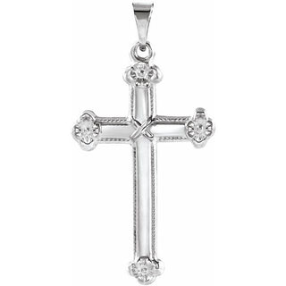 14K White 25x16 mm Cross Pendant 