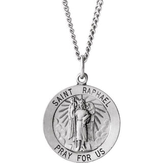 Sterling Silver 22 mm Round St. Raphael 24" Necklace