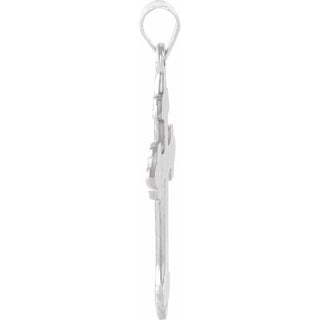 14K White 24x17.5 mm Cross Pendant 