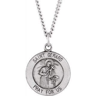 Sterling Silver 22 mm Saint Gerard Medal 24" Necklace 