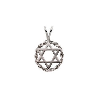 14K White Star Of David Pendant