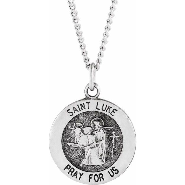 Sterling Silver Saint Luke Pendant with Chain – CatholicShop.com