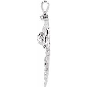 10K White Nail Design Cross Pendant