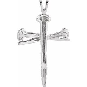 10K X1 White Nail Design Cross Pendant
