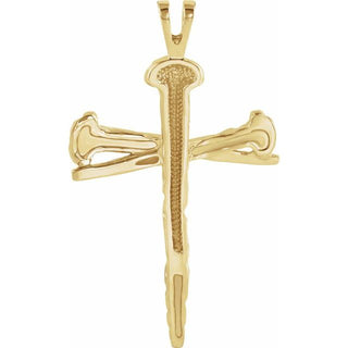 10K Yellow Nail Design Cross Pendant