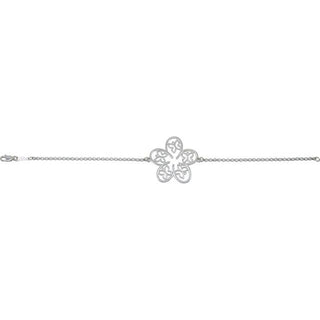 14K White Flower & Butterfly 7 1/2" Bracelet