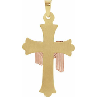 14K Yellow/Rose 25.5x18 mm Cross with Robe Pendant 