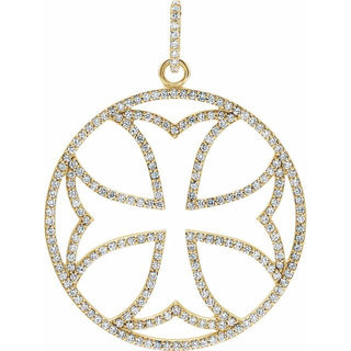 14K Yellow 1 1/8 CTW Natural Diamond Cross Pendant