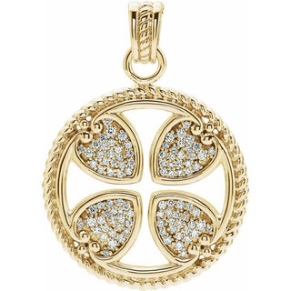 14K Yellow 3/4 CTW Natural Diamond Maltese Cross Pendant 