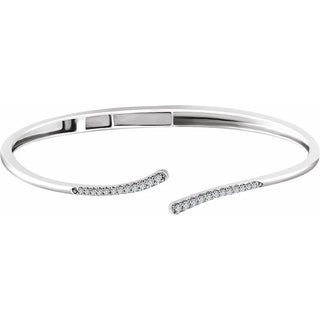 14K White 1/4 CTW Natural Diamond Bypass Hinged Cuff 7" Bracelet 