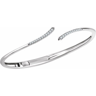 14K White 1/4 CTW Natural Diamond Bypass Hinged Cuff 7" Bracelet 