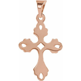 14K Rose Cross Pendant