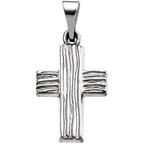 14K White 16x10 MM The Rugged Cross Pendant